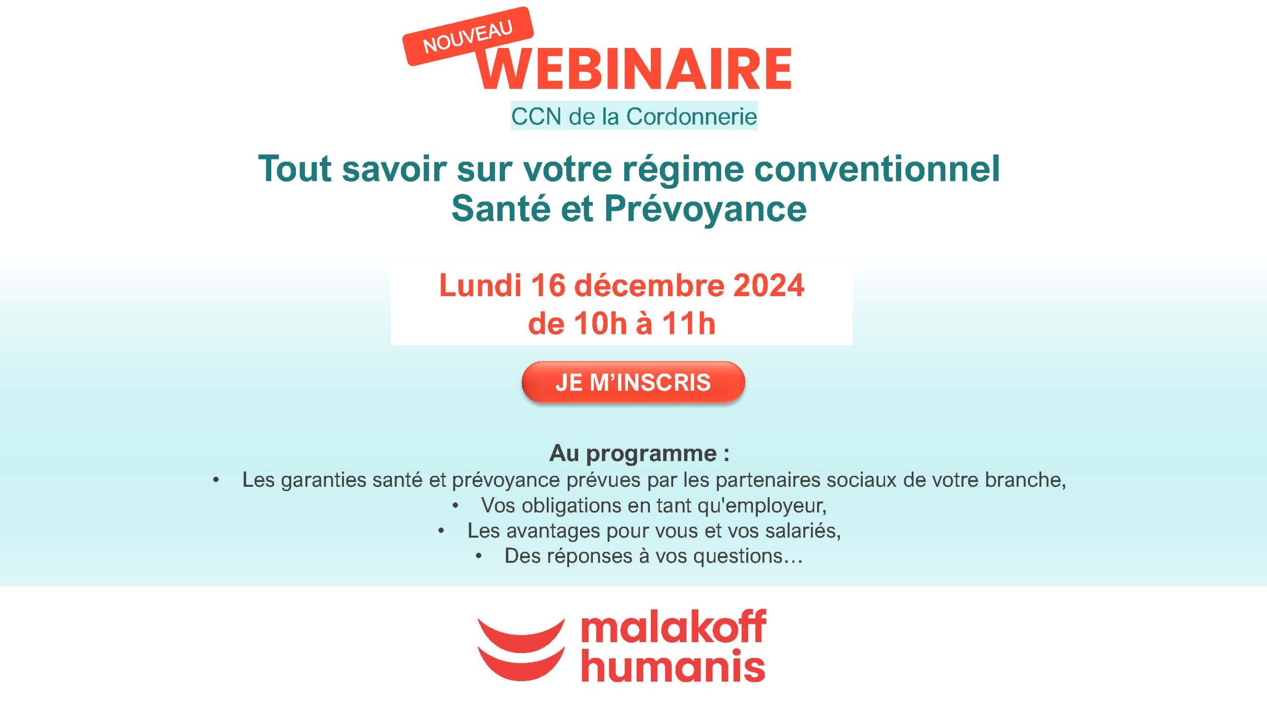 WEBINAIRE - Tout savoir sur votre régime conventionnel Santé et Prévoyance Malakoff Humanis - FFCM
